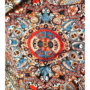 Figue multicolor beaded, embroidered print cotton fabric 54x60" from India